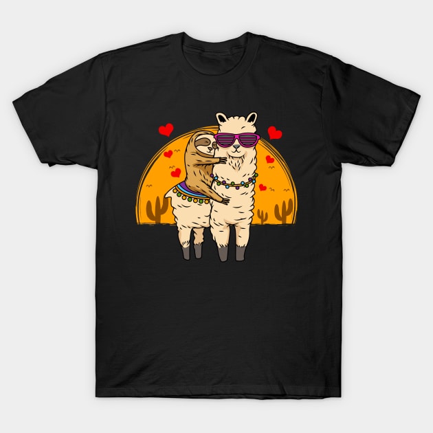 Sloth Riding Llama Cute Fluffy Lama & Sleepy Sloth T-Shirt by theperfectpresents